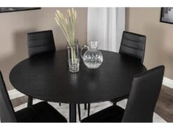 DippØ115BLBL Ensemble Table, Table Noir Et 4 Slim High Back Chaises Similicuir PU Noir. -Fren Soldes Boutique ensemble table et chaise 22190343