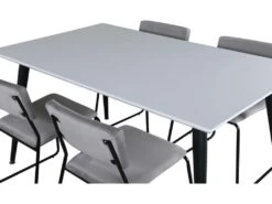 Jimmy150 Ensemble Table, Table Extensible Longueur Cm150 / 240 Blanc Et 4 Kenth Chaises Velours Gris. -Fren Soldes Boutique ensemble table et chaise 22190415