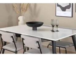 Jimmy150 Ensemble Table, Table Extensible Longueur Cm150 / 240 Blanc Et 4 Kenth Chaises Velours Gris. -Fren Soldes Boutique ensemble table et chaise 22190421