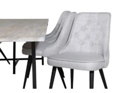 Jepara Ensemble Table, Table Teck Et 6 Velvet Deluxe Chaises Grisclair, Noir. -Fren Soldes Boutique ensemble table et chaise 22190491