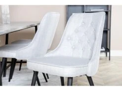 Jepara Ensemble Table, Table Teck Et 6 Velvet Deluxe Chaises Grisclair, Noir. -Fren Soldes Boutique ensemble table et chaise 22190495