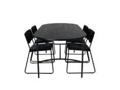 Skate Ensemble Table, Table Noir Et 4 Kenth Chaises Velours Noir.