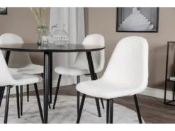 DippØ115BLBL Ensemble Table, Table Noir Et 4 Polar Fluff Chaises Teddy Blanc. -Fren Soldes Boutique ensemble table et chaise 22191307