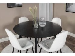 DippØ115BLBL Ensemble Table, Table Noir Et 4 Polar Fluff Chaises Teddy Blanc. -Fren Soldes Boutique ensemble table et chaise 22191309