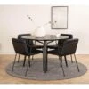 DippØ115BLBL Ensemble Table, Table Noir Et 4 Tvist Chaises Similicuir PU Noir.