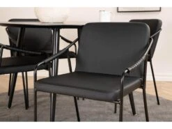 DippØ115BLBL Ensemble Table, Table Noir Et 4 Tvist Chaises Similicuir PU Noir. -Fren Soldes Boutique ensemble table et chaise 22191505