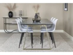 EstelleBLBR Ensemble Table, Table Noir, Marbre Et 6 Polar Chaises Blanc. -Fren Soldes Boutique ensemble table et chaise 22191849