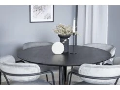 DippØ115BLBR Ensemble Table, Table Noir Et 4 Arrow Chaises Velours Gris. -Fren Soldes Boutique ensemble table et chaise 22192153