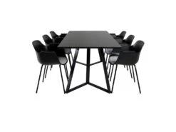 MarinaBLBL Ensemble Table, Table Noir Et 6 Comfort Chaises Noir.
