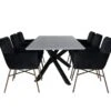 PiazzaGRBL Ensemble Table, Table Gris Et 6 Pippi Chaises Velours Noir.