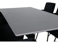 PiazzaGRBL Ensemble Table, Table Gris Et 6 Pippi Chaises Velours Noir. -Fren Soldes Boutique ensemble table et chaise 22192989