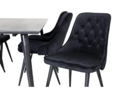 Dipp180x90BLBL Ensemble Table, Table Noir Et 6 Velvet Deluxe Chaises Velours Noir. -Fren Soldes Boutique ensemble table et chaise 22193585