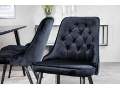 Dipp180x90BLBL Ensemble Table, Table Noir Et 6 Velvet Deluxe Chaises Velours Noir. -Fren Soldes Boutique ensemble table et chaise 22193589