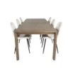 SliderOS Ensemble Table, Table Extensible Longueur Cm170 / 250 Enfumé Chêne Et 6 Polar Chaises Velours Beige.