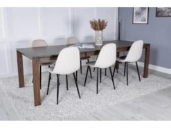 SliderOS Ensemble Table, Table Extensible Longueur Cm170 / 250 Enfumé Chêne Et 6 Polar Chaises Velours Beige. -Fren Soldes Boutique ensemble table et chaise 22193749