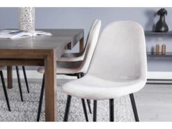 SliderOS Ensemble Table, Table Extensible Longueur Cm170 / 250 Enfumé Chêne Et 6 Polar Chaises Velours Beige. -Fren Soldes Boutique ensemble table et chaise 22193751