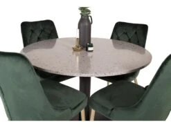 RazziaGR Ensemble Table, Table Terrazzo Gris Et 4 Velvet Deluxe Chaises Velours Vert, Laiton Décor. -Fren Soldes Boutique ensemble table et chaise 22195625