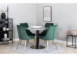 RazziaGR Ensemble Table, Table Terrazzo Gris Et 4 Velvet Deluxe Chaises Velours Vert, Laiton Décor. -Fren Soldes Boutique ensemble table et chaise 22195627
