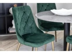 RazziaGR Ensemble Table, Table Terrazzo Gris Et 4 Velvet Deluxe Chaises Velours Vert, Laiton Décor. -Fren Soldes Boutique ensemble table et chaise 22195631