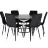 Copenhagen Ensemble Table, Table Marron Et 6 Windu Lyx Chaises Velours Noir.