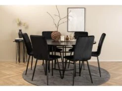 Copenhagen Ensemble Table, Table Marron Et 6 Windu Lyx Chaises Velours Noir. -Fren Soldes Boutique ensemble table et chaise 22195911
