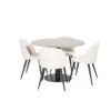 RazziaGR Ensemble Table, Table Terrazzo Gris Et 4 Velvet Chaises Velours Côtelé Beige, Noir.