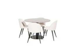 RazziaGR Ensemble Table, Table Terrazzo Gris Et 4 Velvet Chaises Velours Côtelé Beige, Noir. -Fren Soldes Boutique ensemble table et chaise 22195933