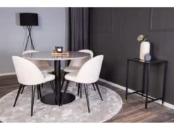 RazziaGR Ensemble Table, Table Terrazzo Gris Et 4 Velvet Chaises Velours Côtelé Beige, Noir. -Fren Soldes Boutique ensemble table et chaise 22195935