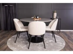 RazziaGR Ensemble Table, Table Terrazzo Gris Et 4 Velvet Chaises Velours Côtelé Beige, Noir. -Fren Soldes Boutique ensemble table et chaise 22195937