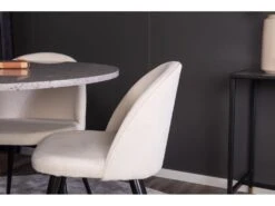 RazziaGR Ensemble Table, Table Terrazzo Gris Et 4 Velvet Chaises Velours Côtelé Beige, Noir. -Fren Soldes Boutique ensemble table et chaise 22195939