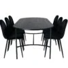 Skate Ensemble Table, Table Noir Et 6 Polar Chaises Velours Noir.