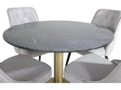 EstelleØ106BLBR Ensemble Table, Table Noir, Marbre Et 4 Velvet Deluxe Chaises Grisclair, Noir. -Fren Soldes Boutique ensemble table et chaise 22197199