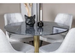 EstelleØ106BLBR Ensemble Table, Table Noir, Marbre Et 4 Velvet Deluxe Chaises Grisclair, Noir. -Fren Soldes Boutique ensemble table et chaise 22197205