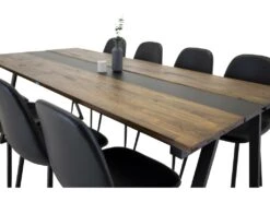 Jakarta Ensemble Table, Table Teck Et 8 Polar Chaises Similicuir PU Noir. -Fren Soldes Boutique ensemble table et chaise 22197211