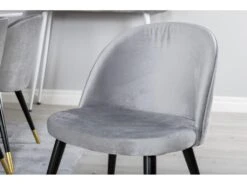 Polar180X90WHWH Ensemble Table, Table Blanc Et 6 Velvet Chaises Velours Grisclair. -Fren Soldes Boutique ensemble table et chaise 22197973