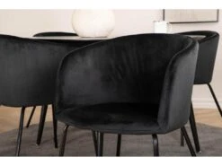 DippØ115BLBL Ensemble Table, Table Noir Et 4 Berit Chaises Velours Noir. -Fren Soldes Boutique ensemble table et chaise 22198199