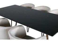 PippiCO Ensemble Table, Table Noir Et 6 Berit Chaises Velours Beige. -Fren Soldes Boutique ensemble table et chaise 22198245