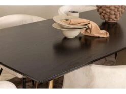 PippiCO Ensemble Table, Table Noir Et 6 Berit Chaises Velours Beige. -Fren Soldes Boutique ensemble table et chaise 22198249