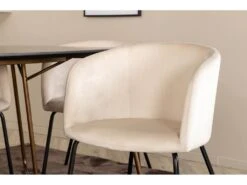 PippiCO Ensemble Table, Table Noir Et 6 Berit Chaises Velours Beige. -Fren Soldes Boutique ensemble table et chaise 22198251