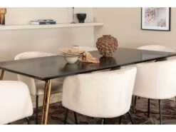 PippiCO Ensemble Table, Table Noir Et 6 Berit Chaises Velours Beige. -Fren Soldes Boutique ensemble table et chaise 22198253