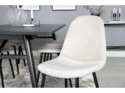 Sleek Ensemble Table, Table Extensible Longueur Cm195 / 280 Noir Et 6 Polar Chaises Velours Beige. -Fren Soldes Boutique ensemble table et chaise 22199153