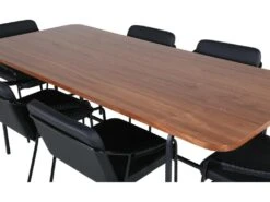 UnoWA Ensemble Table, Table Noyer Décor Et 6 Tvist Chaises Similicuir PU Noir. -Fren Soldes Boutique ensemble table et chaise 22199407