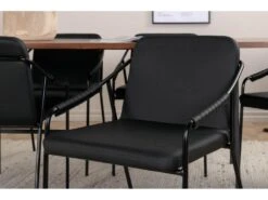 UnoWA Ensemble Table, Table Noyer Décor Et 6 Tvist Chaises Similicuir PU Noir. -Fren Soldes Boutique ensemble table et chaise 22199415