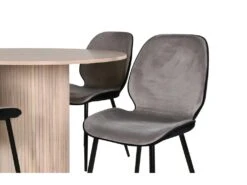 BiancaROWW Ensemble Table, Table Chêne Plaqué Blanc Washed Et 4 Emma Chaises Velours Gris,noir. -Fren Soldes Boutique ensemble table et chaise 22199535