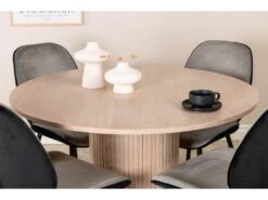 BiancaROWW Ensemble Table, Table Chêne Plaqué Blanc Washed Et 4 Emma Chaises Velours Gris,noir. -Fren Soldes Boutique ensemble table et chaise 22199539