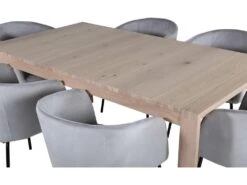 SliderWW Ensemble Table, Table Extensible Longueur Cm170 / 250 Chêne Blanc Washeded Et 6 Berit Chaises Velours Gris. -Fren Soldes Boutique ensemble table et chaise 22200561