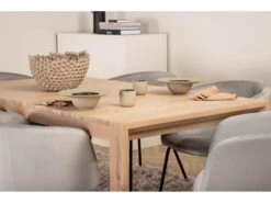 SliderWW Ensemble Table, Table Extensible Longueur Cm170 / 250 Chêne Blanc Washeded Et 6 Berit Chaises Velours Gris. -Fren Soldes Boutique ensemble table et chaise 22200567