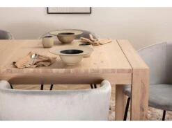 SliderWW Ensemble Table, Table Extensible Longueur Cm170 / 250 Chêne Blanc Washeded Et 6 Berit Chaises Velours Gris. -Fren Soldes Boutique ensemble table et chaise 22200569