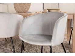 SliderWW Ensemble Table, Table Extensible Longueur Cm170 / 250 Chêne Blanc Washeded Et 6 Berit Chaises Velours Gris. -Fren Soldes Boutique ensemble table et chaise 22200571