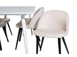 Polar180X90WHWH Ensemble Table, Table Blanc Et 6 Velvet Chaises Velours Beige, Noir. -Fren Soldes Boutique ensemble table et chaise 22200855